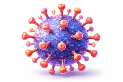 3D Rendered Coronavirus Particle On White Background