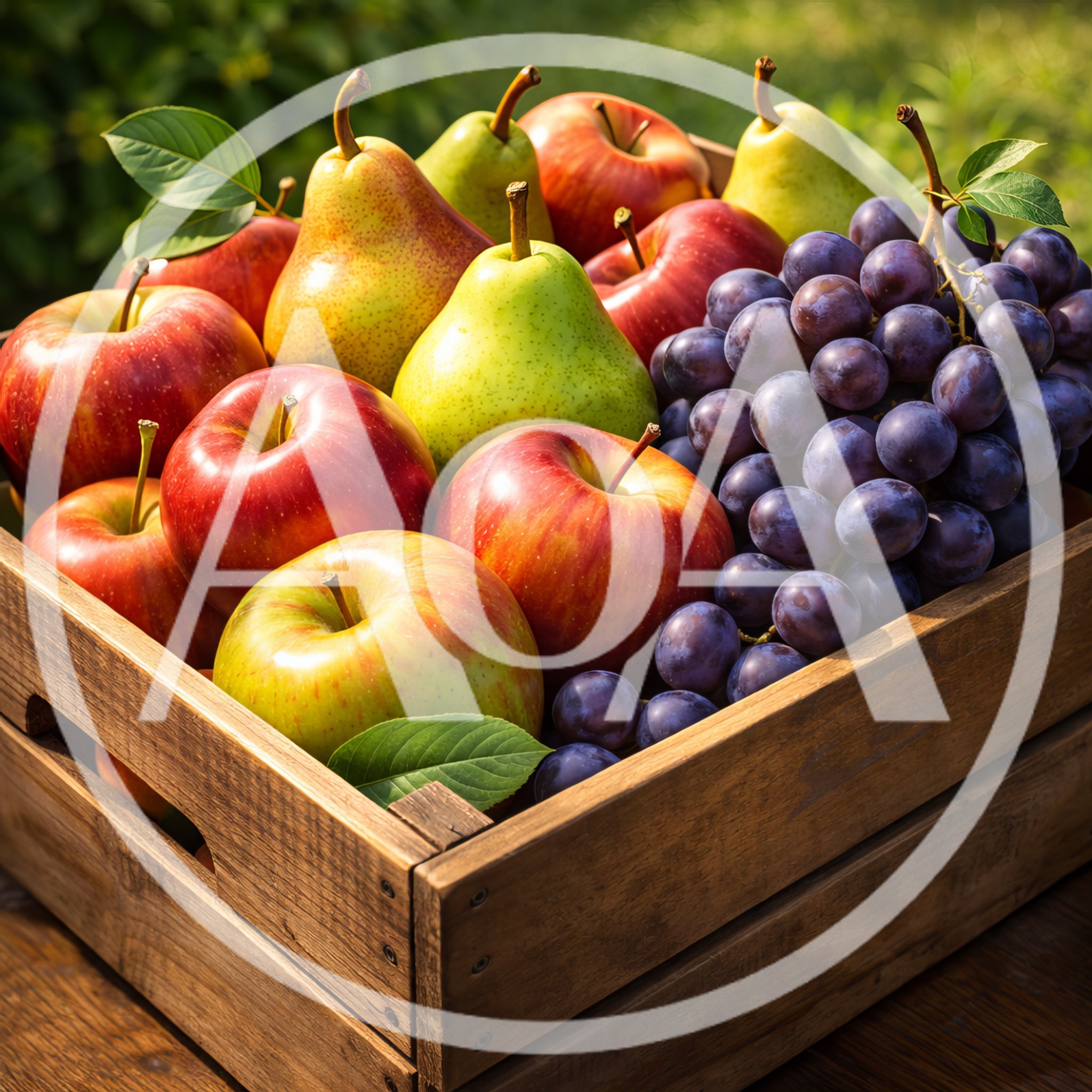 Fresh Assorted Fruits In A Wooden Crate