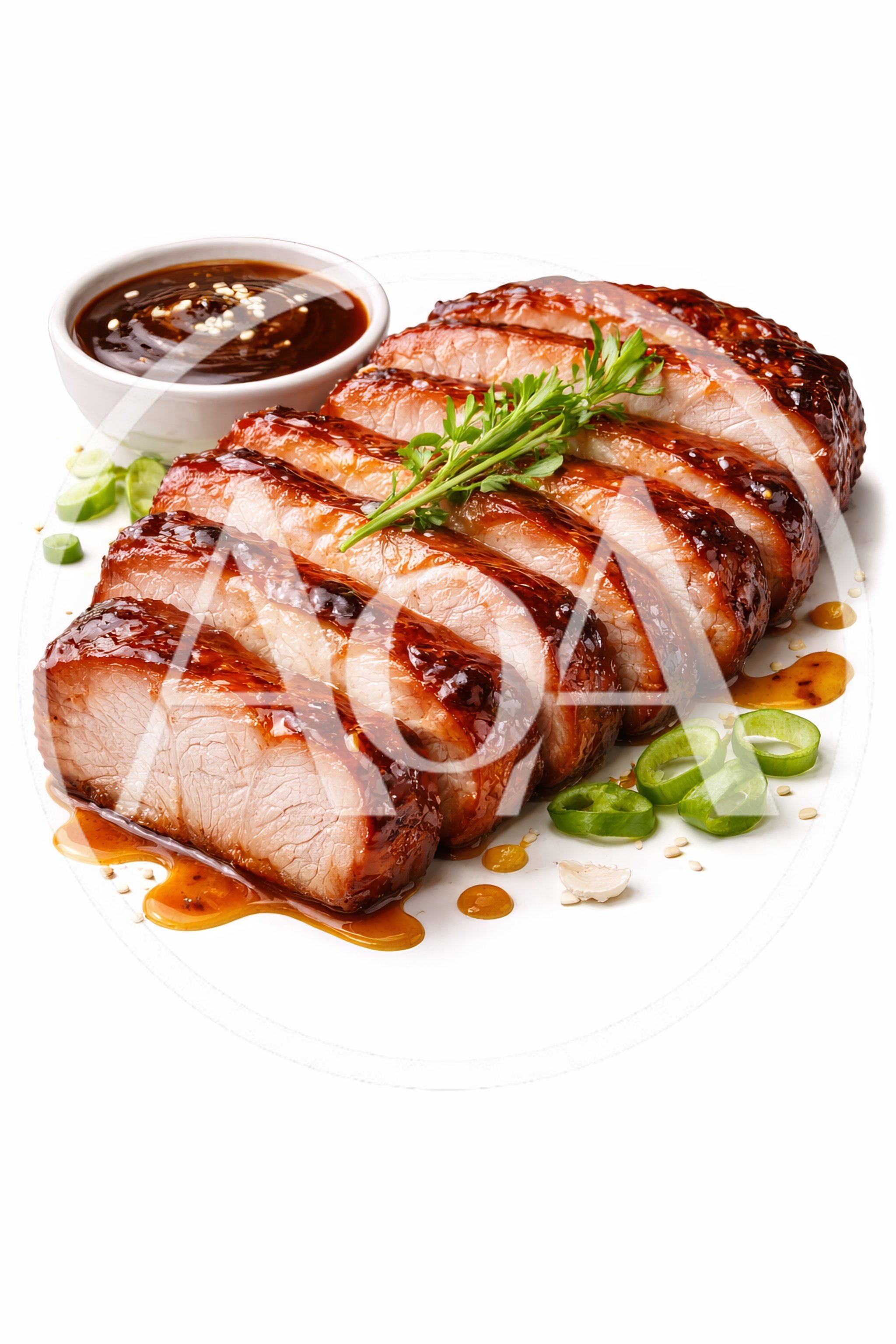 Sliced Glazed Pork Tenderloin With Dipping Sauce