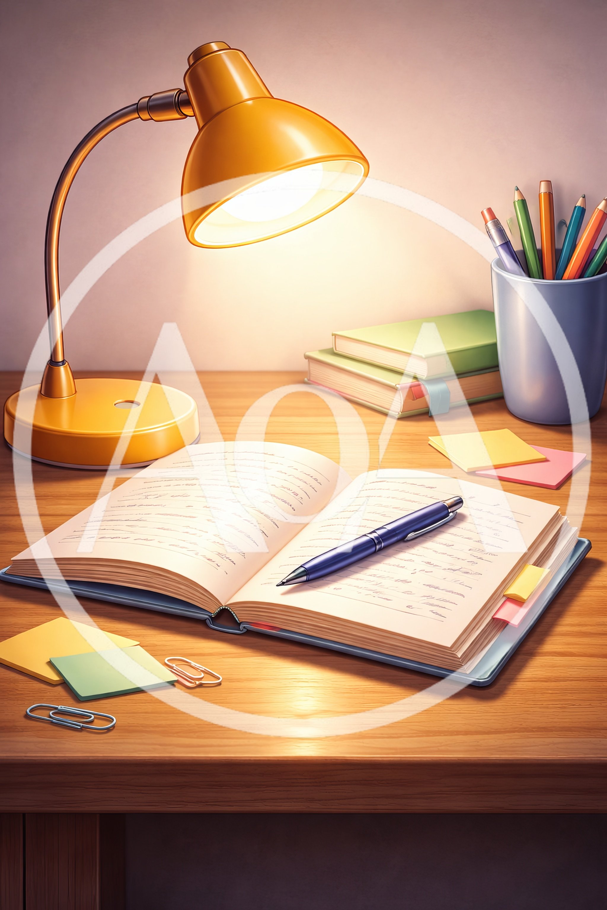 Open Notebook With Pen On A Wooden Desk