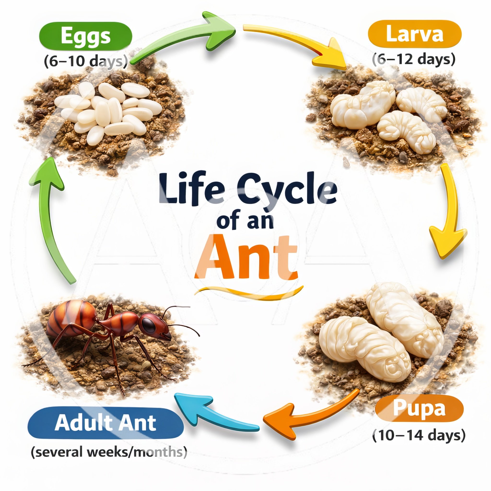 Educational Diagram Showing The Life Cycle Of An Ant