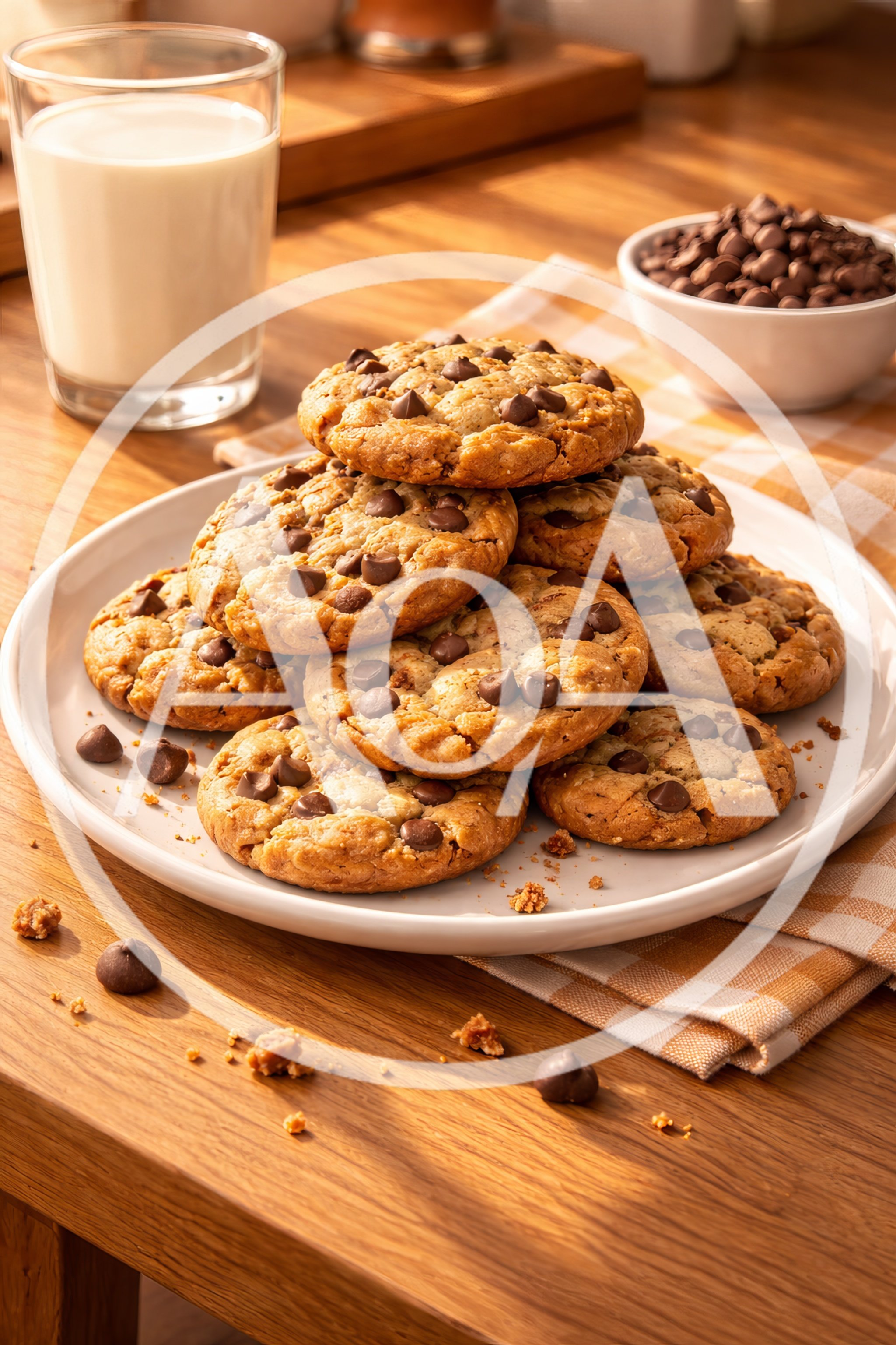 Stack of Freshly Baked Chocolate Chip Cookies