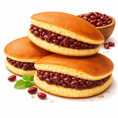 Three Delicious Dorayaki Pancakes With Red Bean Filling