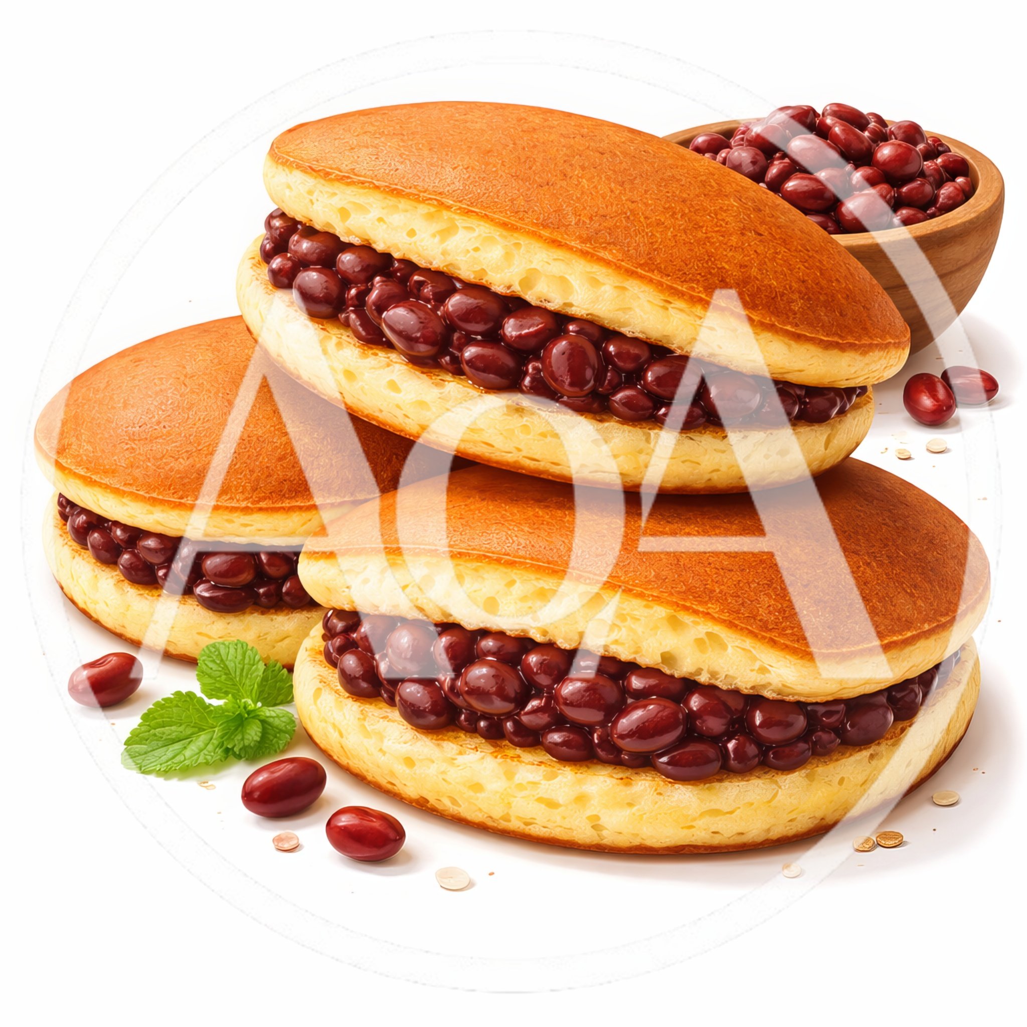 Three Delicious Dorayaki Pancakes With Red Bean Filling