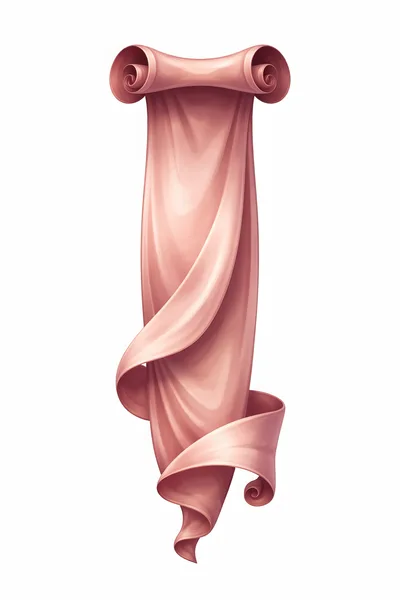 Pink Fabric Scroll Banner Illustration