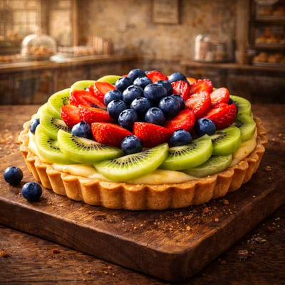 Fresh Fruit Tart With Berries And Kiwi