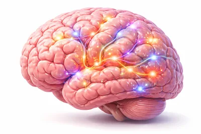 Human Brain With Glowing Neural Network Connections
