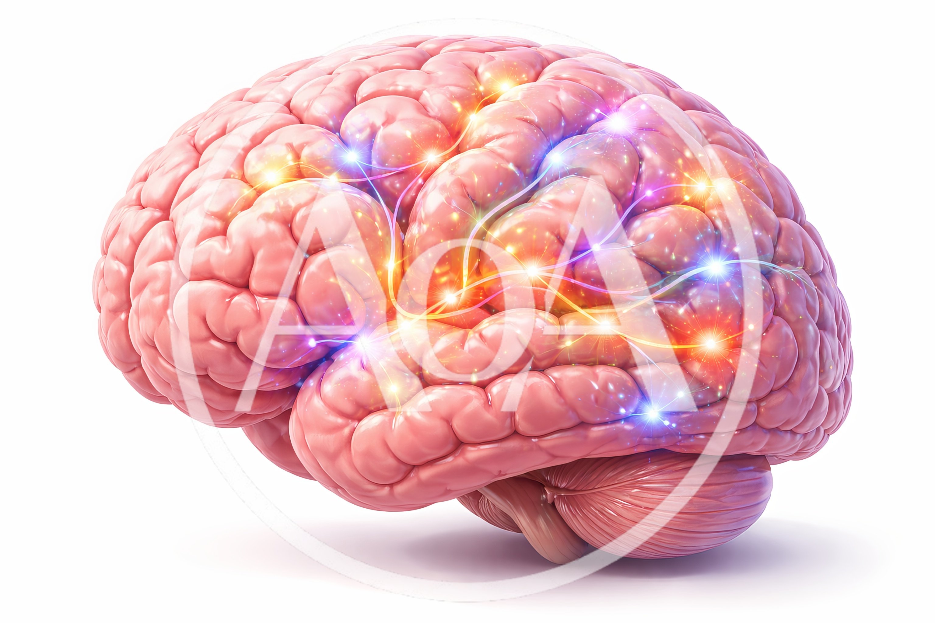 Human Brain With Glowing Neural Network Connections