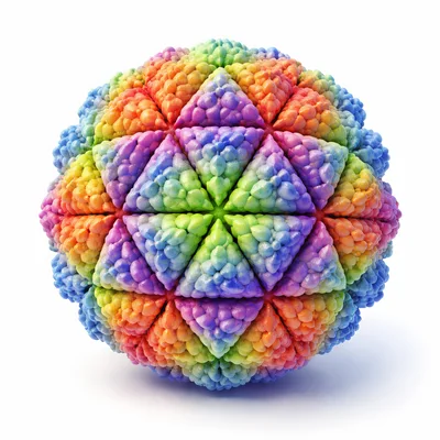 Icosahedral Viral Capsid Structure 3D Render