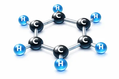 Benzene Molecular Structure Model On White Background