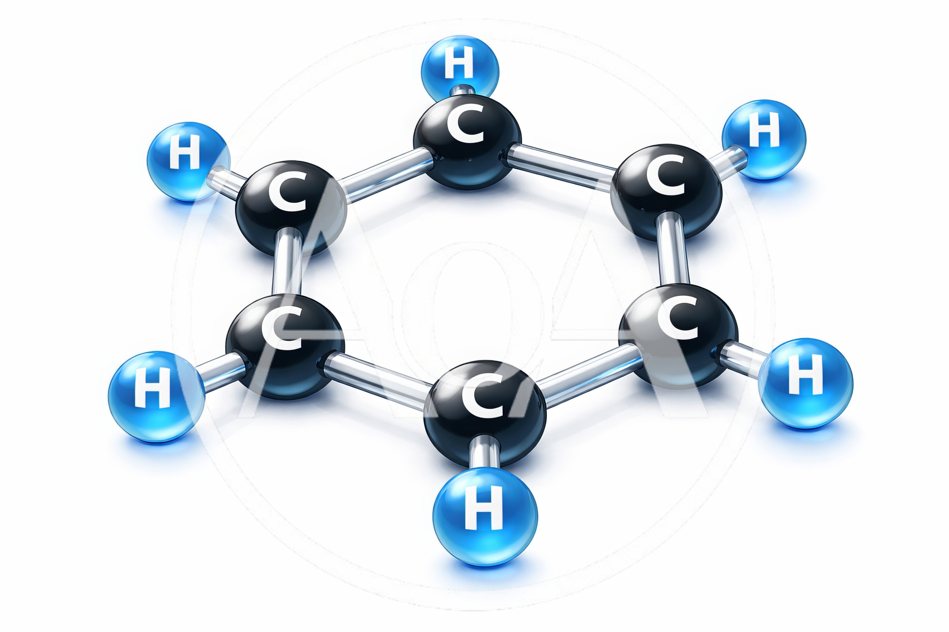 Benzene Molecular Structure Model On White Background