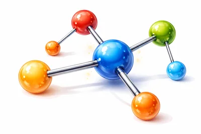 3D Molecular Structure Model With Colorful Spheres