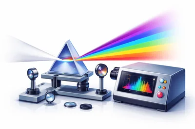 Scientific Optical Prism Experiment With Spectral Analysis Equipment