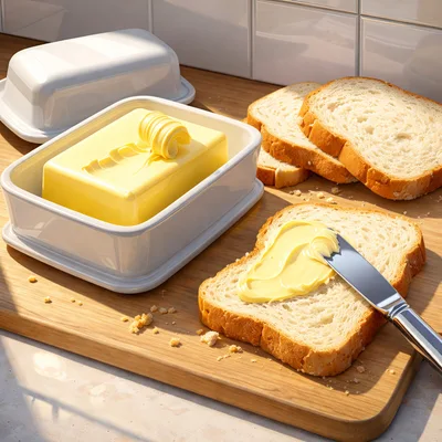 Butter Being Spread On A Slice Of Bread