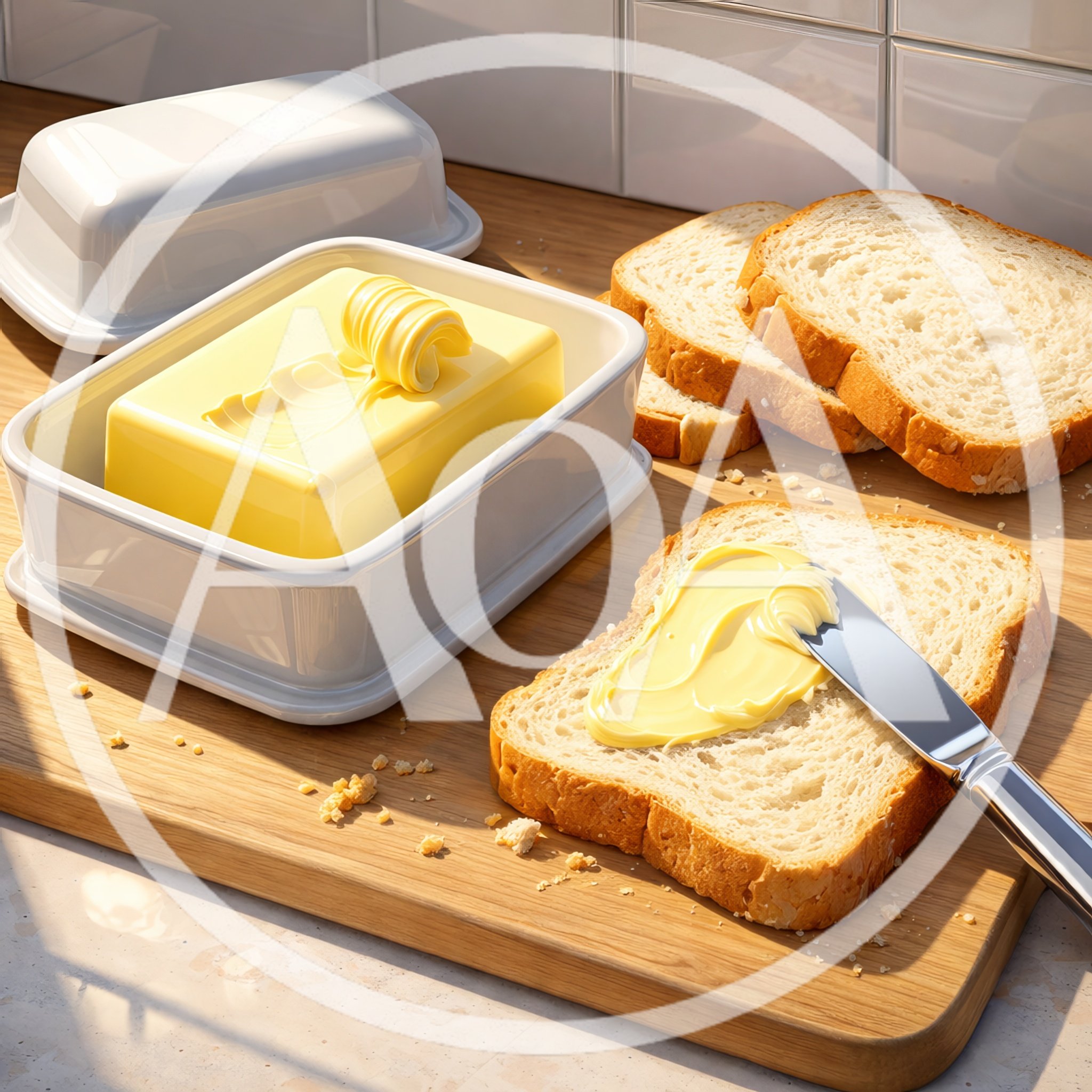 Butter Being Spread On A Slice Of Bread