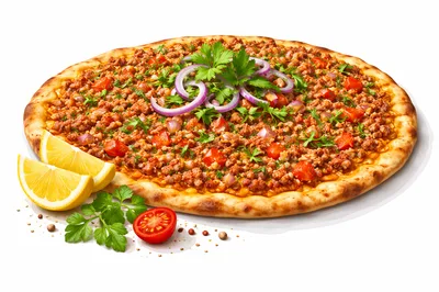 Turkish Lahmacun Pizza With Fresh Toppings