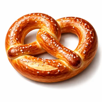 Freshly Baked Salted Pretzel On White Background