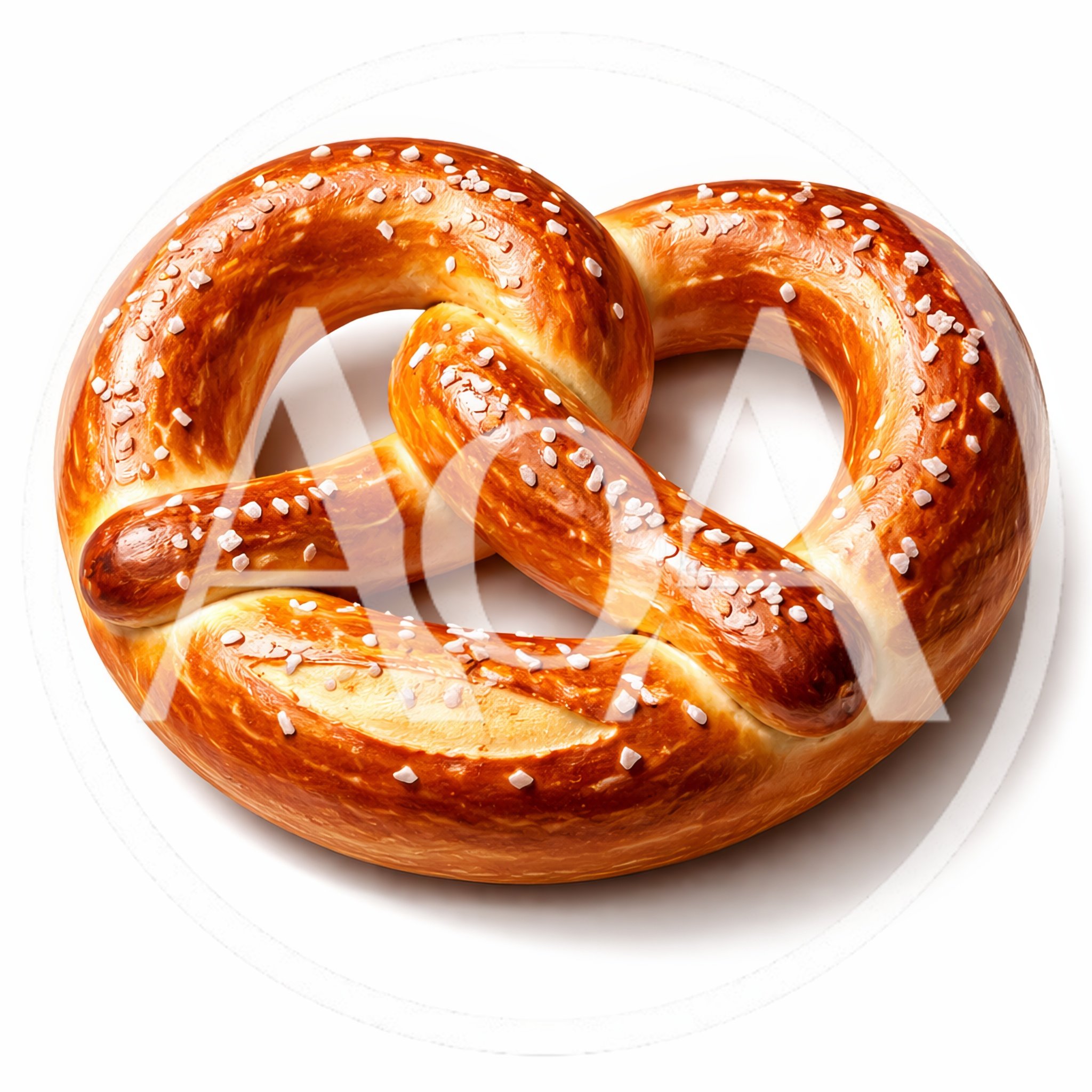 Freshly Baked Salted Pretzel On White Background