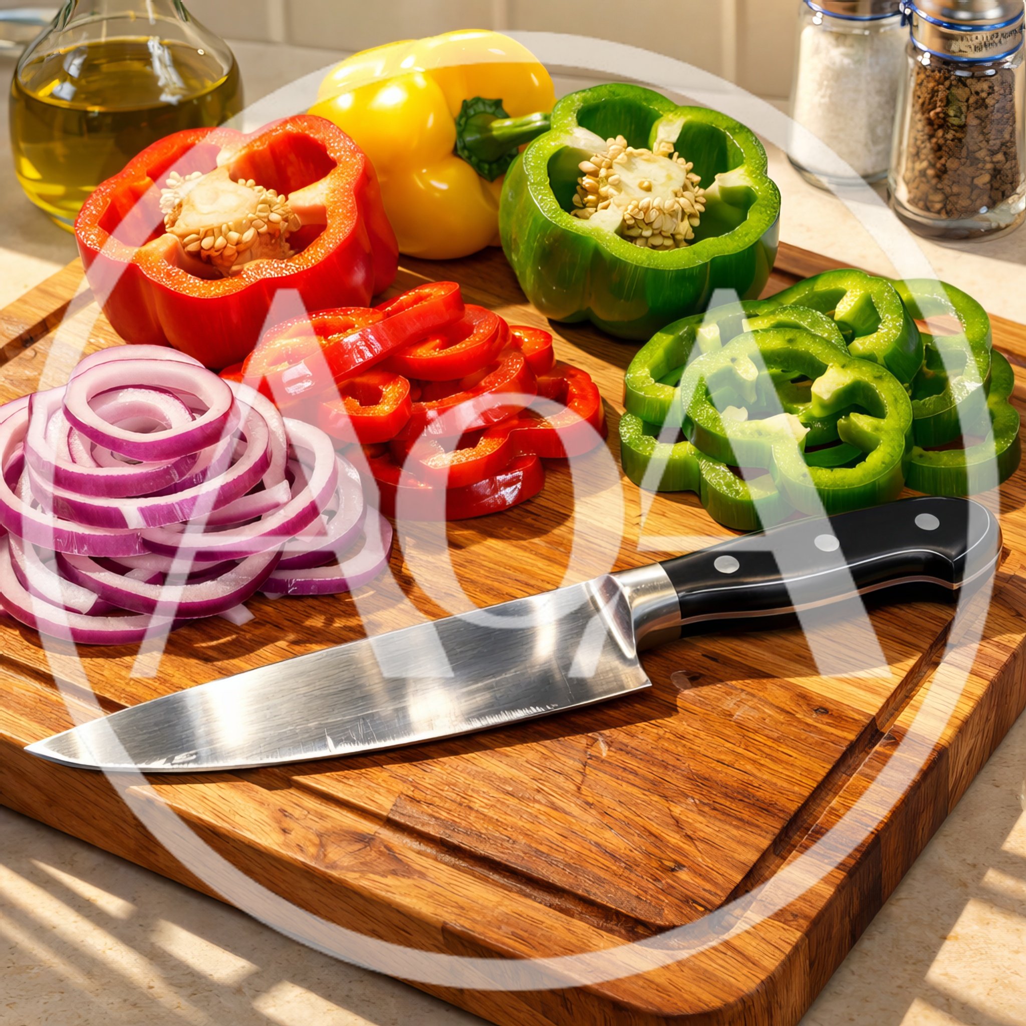 Fresh Vegetables Sliced On A Wooden Cutting Board