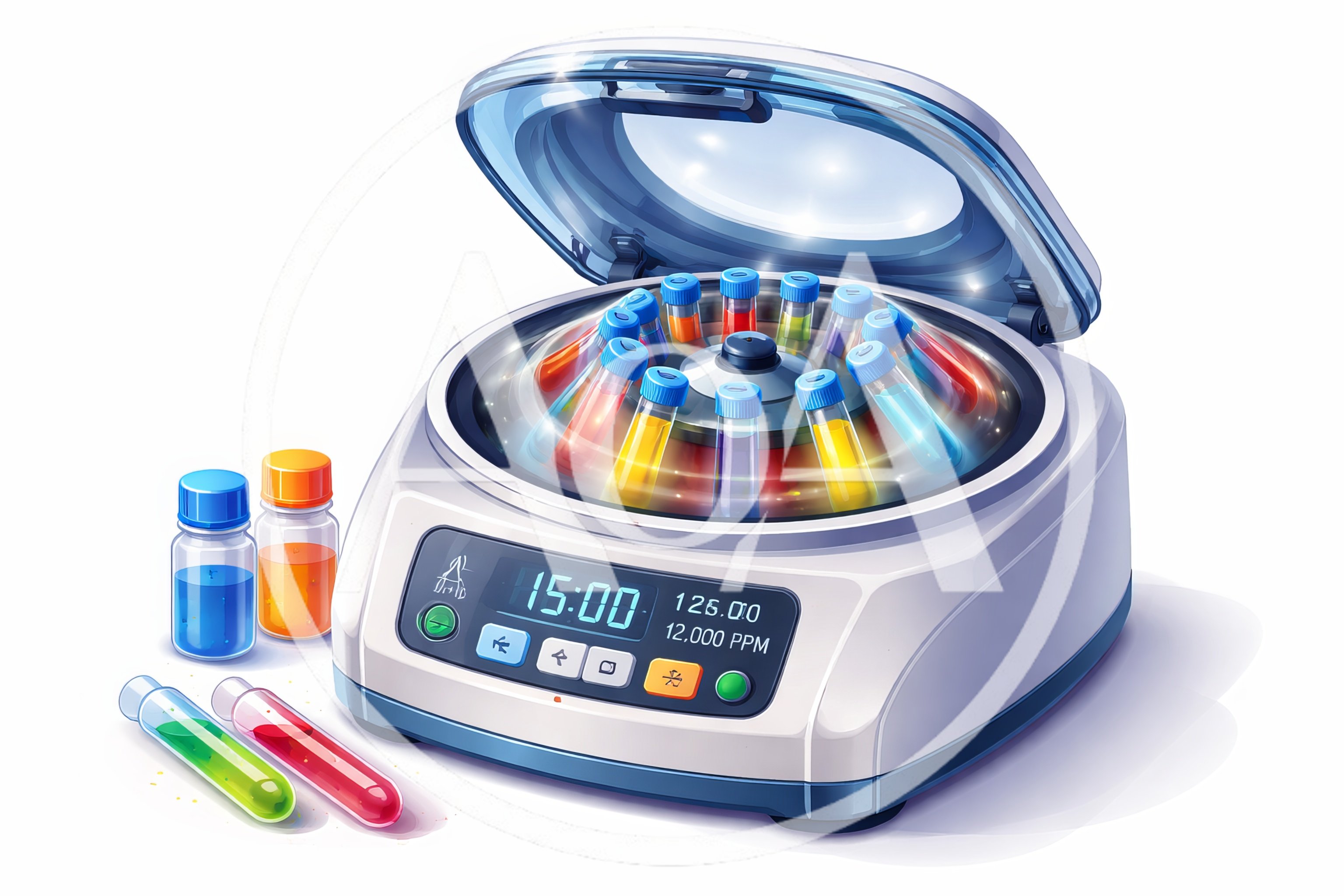 Laboratory Centrifuge Machine With Colorful Test Tubes
