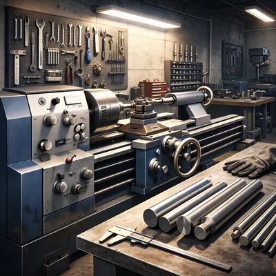Metal Lathe Machine In A Professional Machine Shop