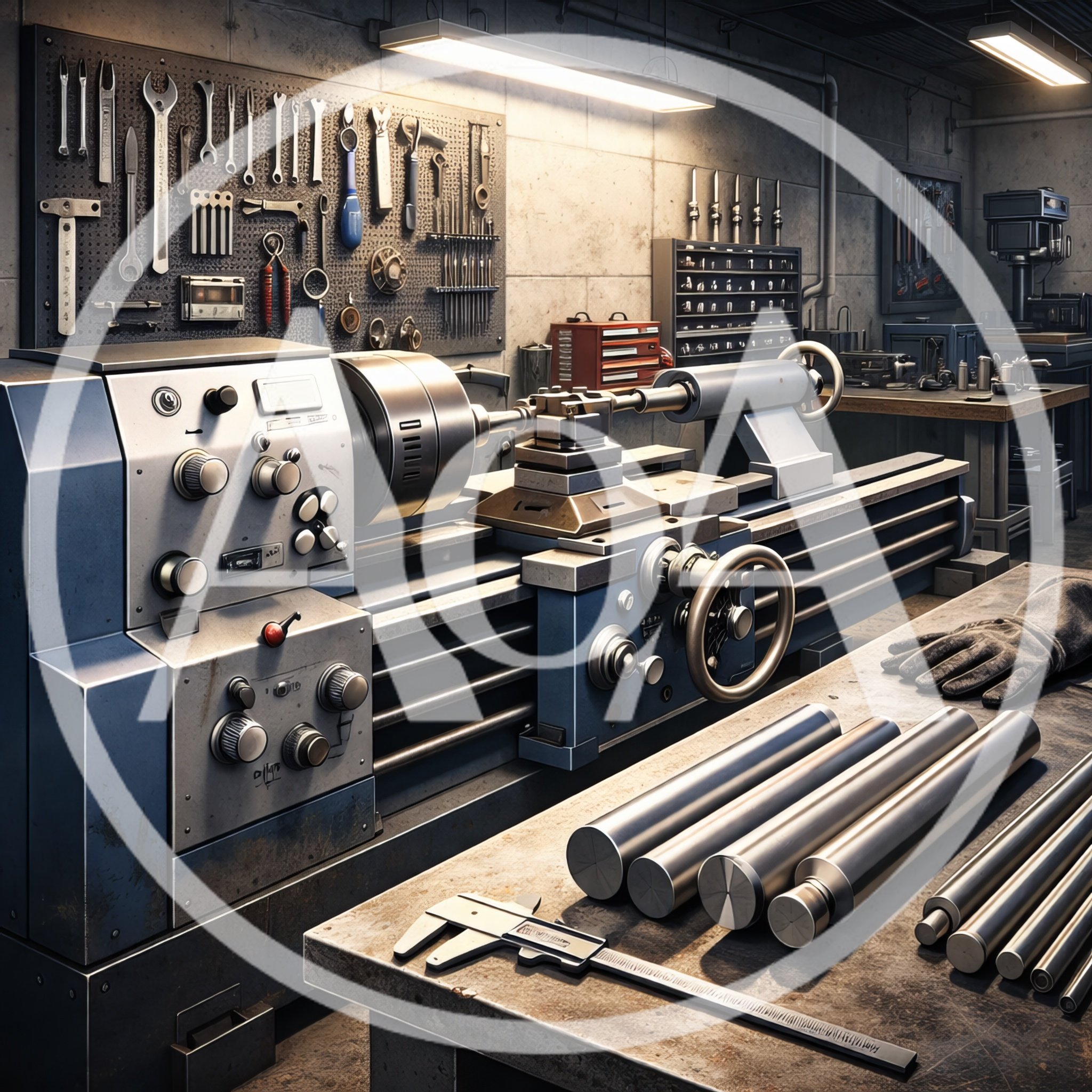 Metal Lathe Machine In A Professional Machine Shop