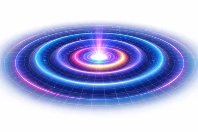 Abstract Digital Ripple Effect With Glowing Light Waves