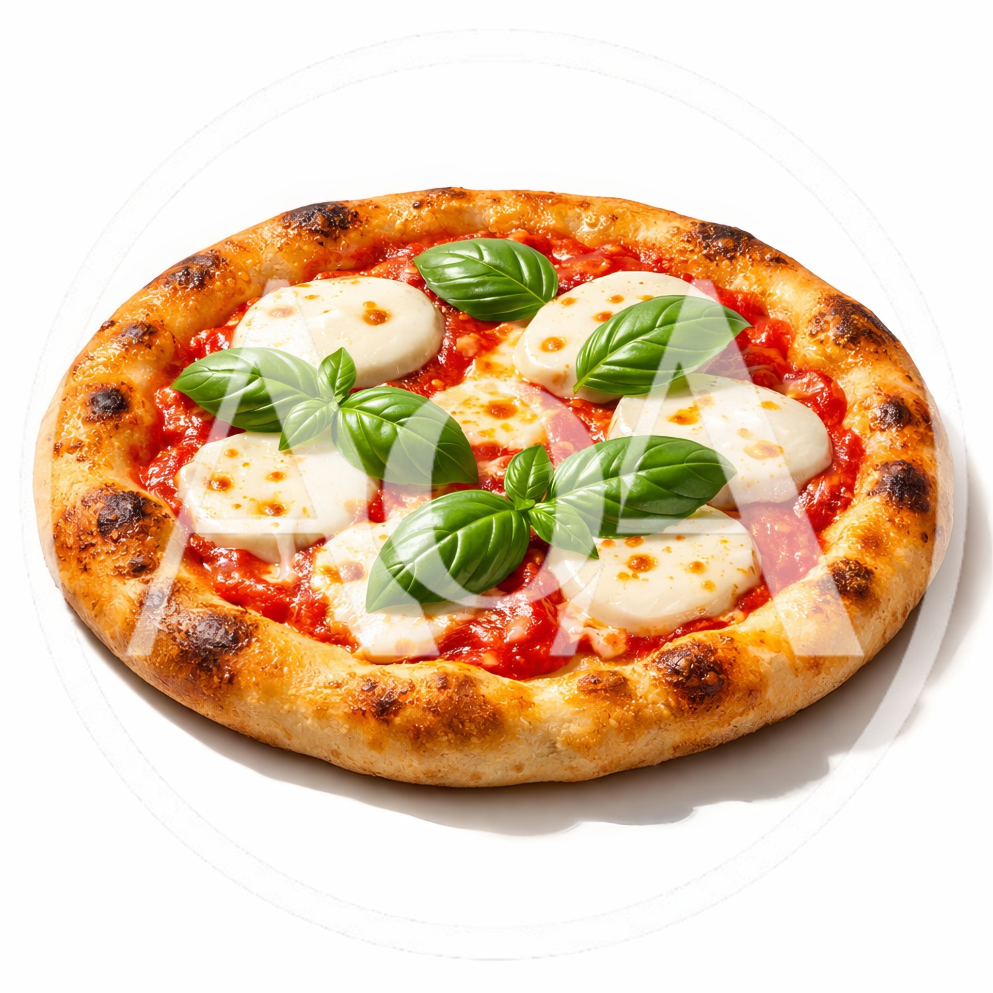Fresh Margherita Pizza With Basil Leaves