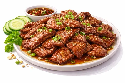 Grilled Teriyaki Beef Slices With Sesame Seeds