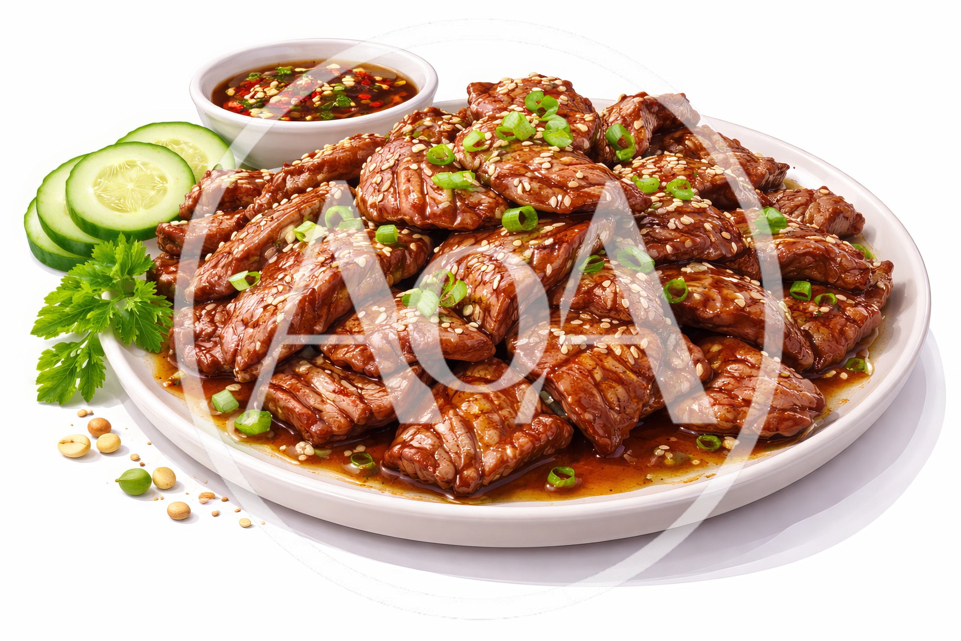 Grilled Teriyaki Beef Slices With Sesame Seeds