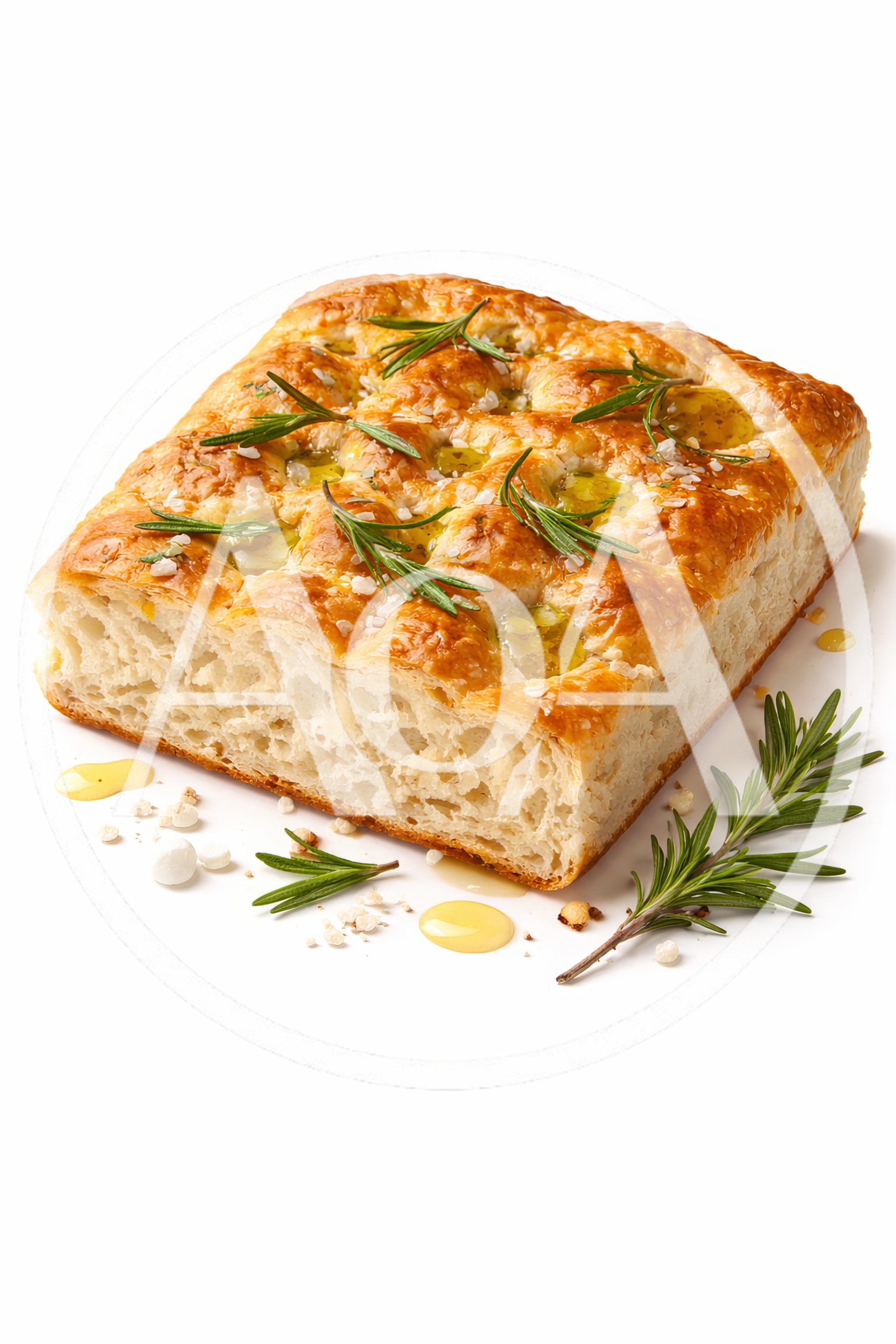 Freshly Baked Rosemary Focaccia Bread With Olive Oil
