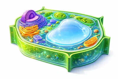 Detailed 3D Illustration Of A Plant Cell