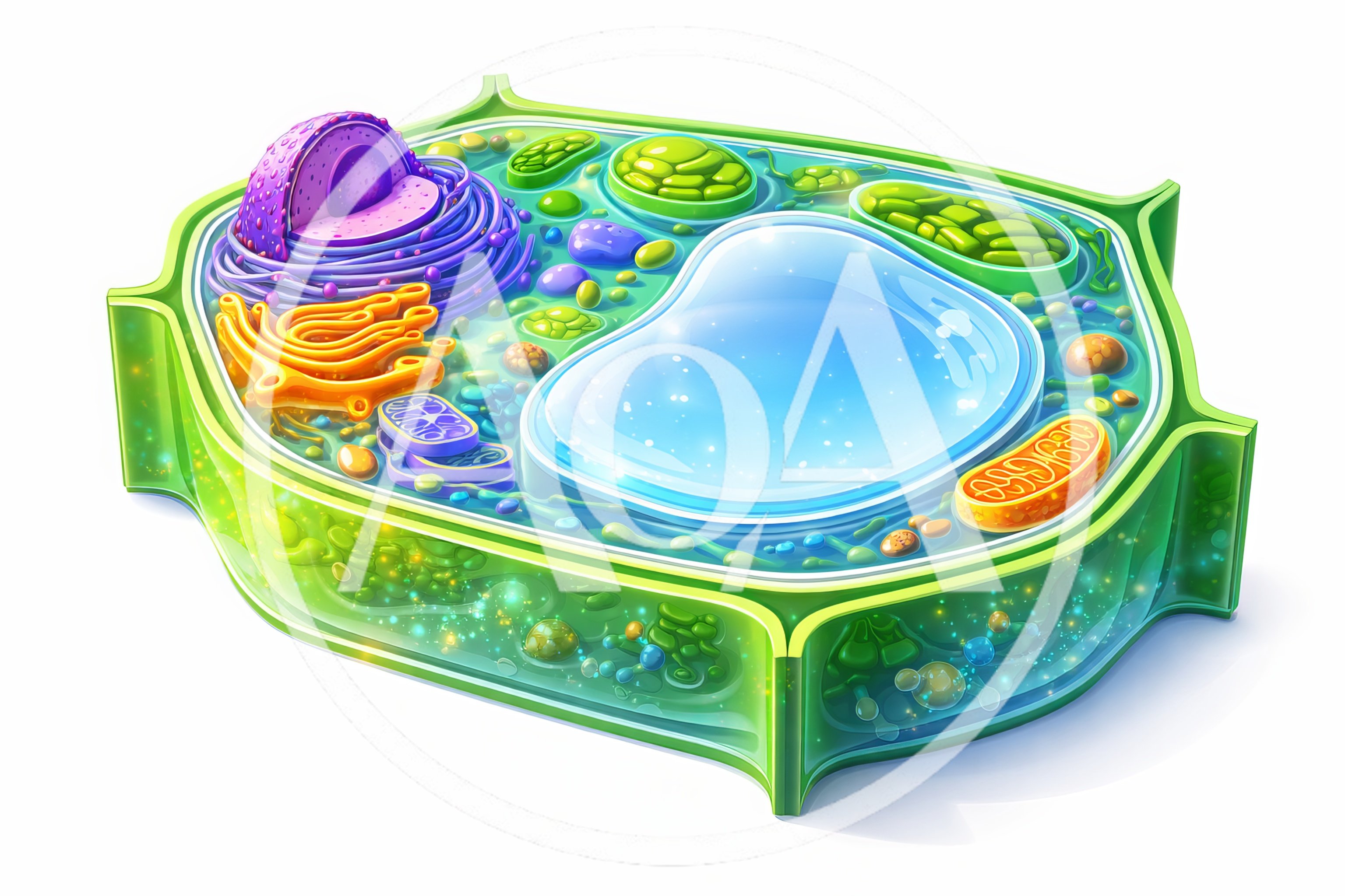 Detailed 3D Illustration Of A Plant Cell
