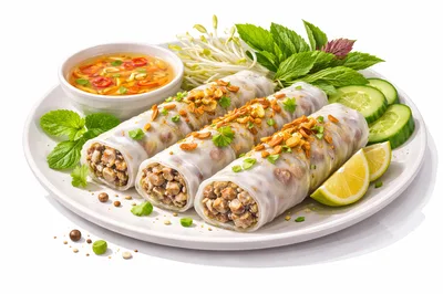 Vietnamese Steamed Rice Rolls With Pork And Herbs