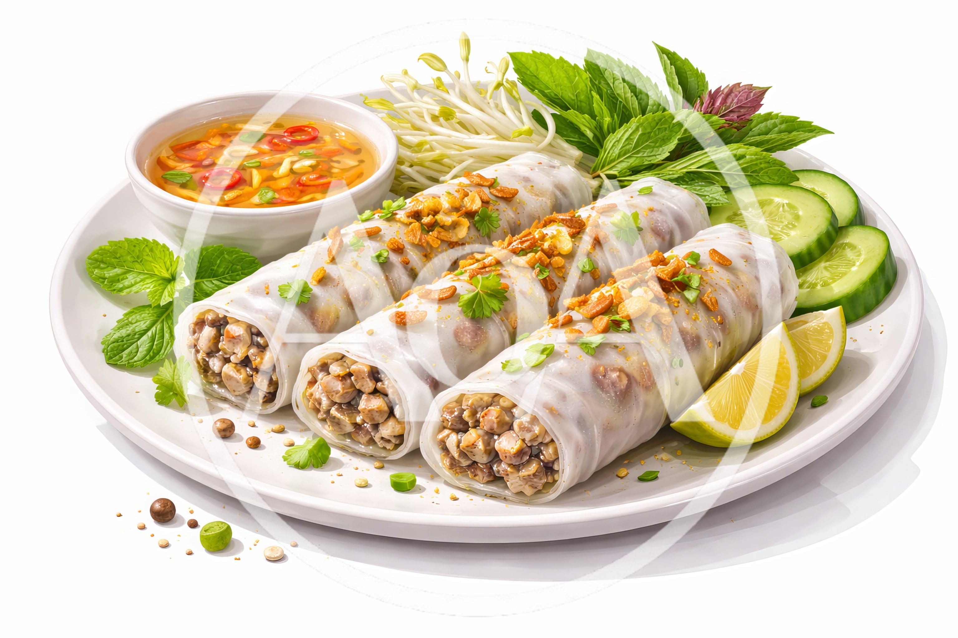 Vietnamese Steamed Rice Rolls With Pork And Herbs