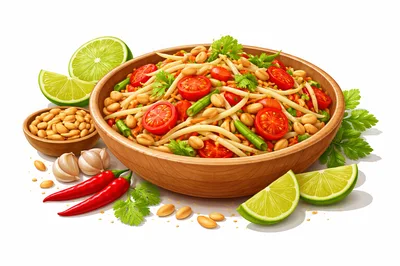 Fresh Thai Papaya Salad With Peanuts And Lime