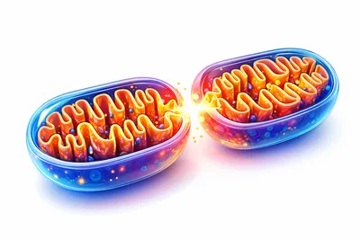 Mitochondria Undergoing Fission Process in Cellular Biology