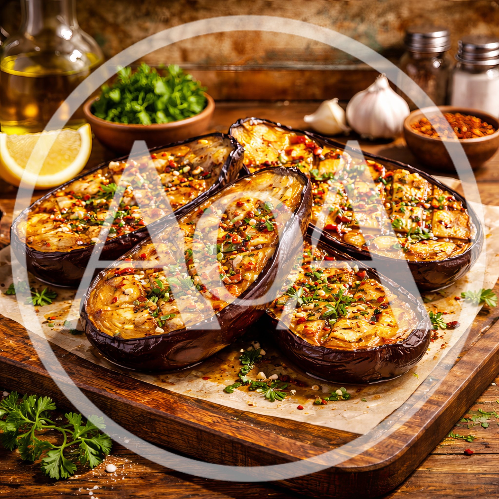 Roasted Eggplant Halves With Herbs And Spices