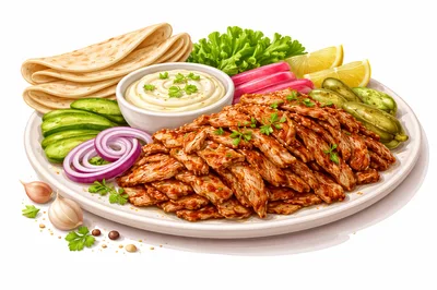 Middle Eastern Shawarma Platter With Pita Bread