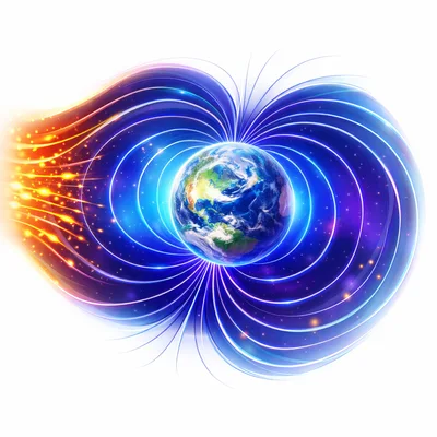 Earth Magnetosphere Interacting With Solar Wind Particles