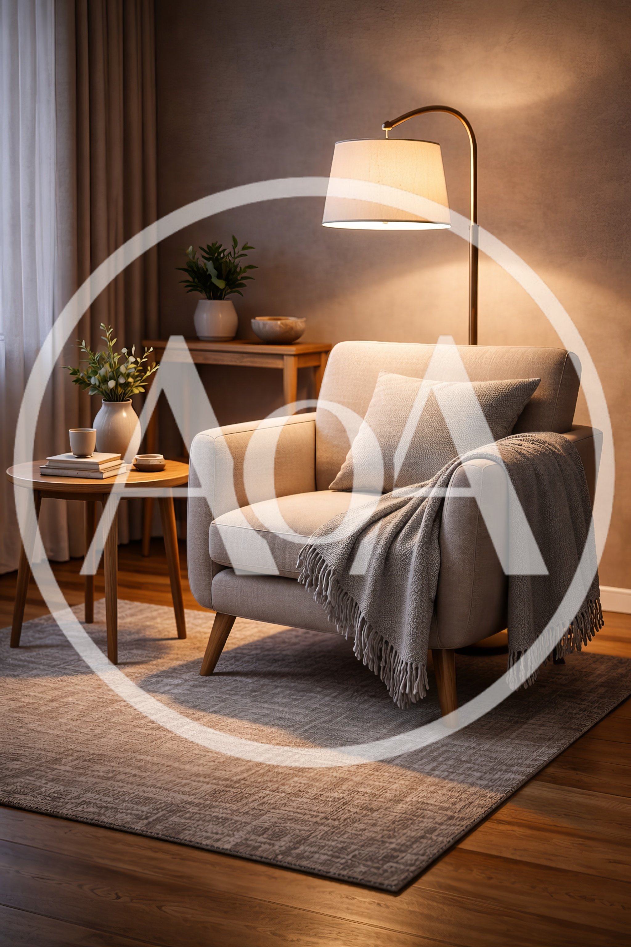 Cozy Living Room Corner With Armchair And Floor Lamp