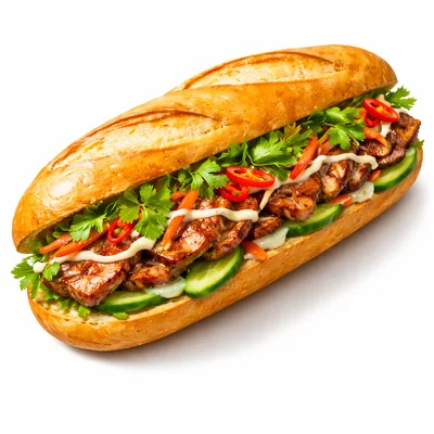 Vietnamese Banh Mi Sandwich With Grilled Pork
