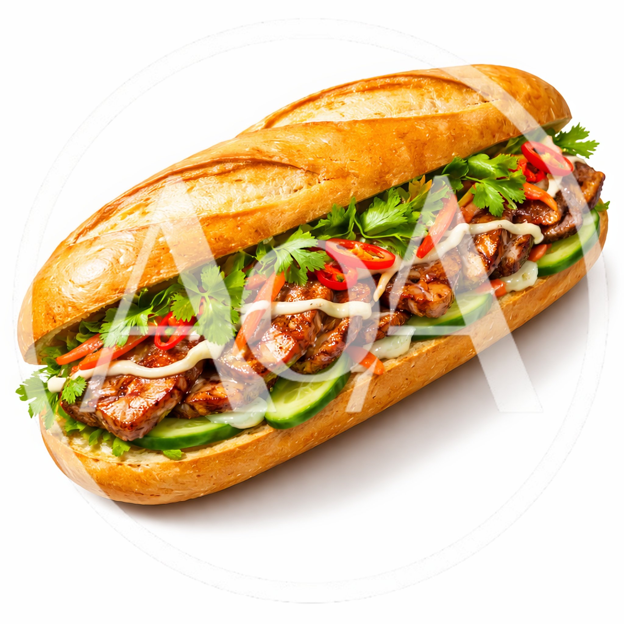 Vietnamese Banh Mi Sandwich With Grilled Pork