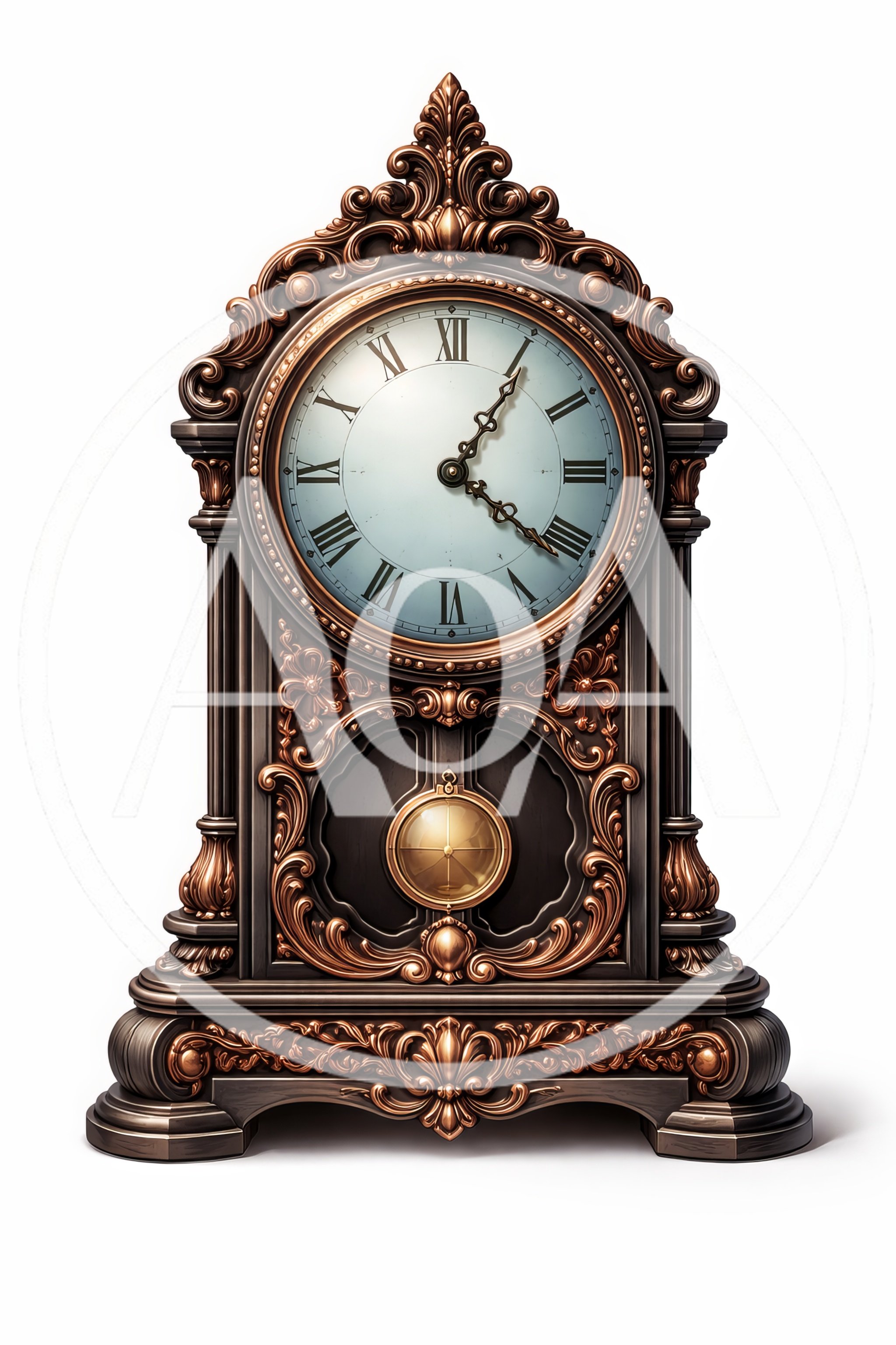 Antique Ornate Mantel Clock With Pendulum