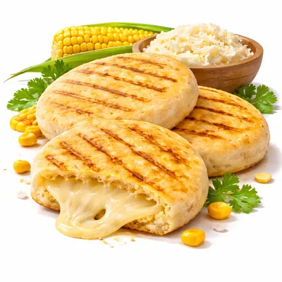 Grilled Arepas Stuffed With Melted Cheese