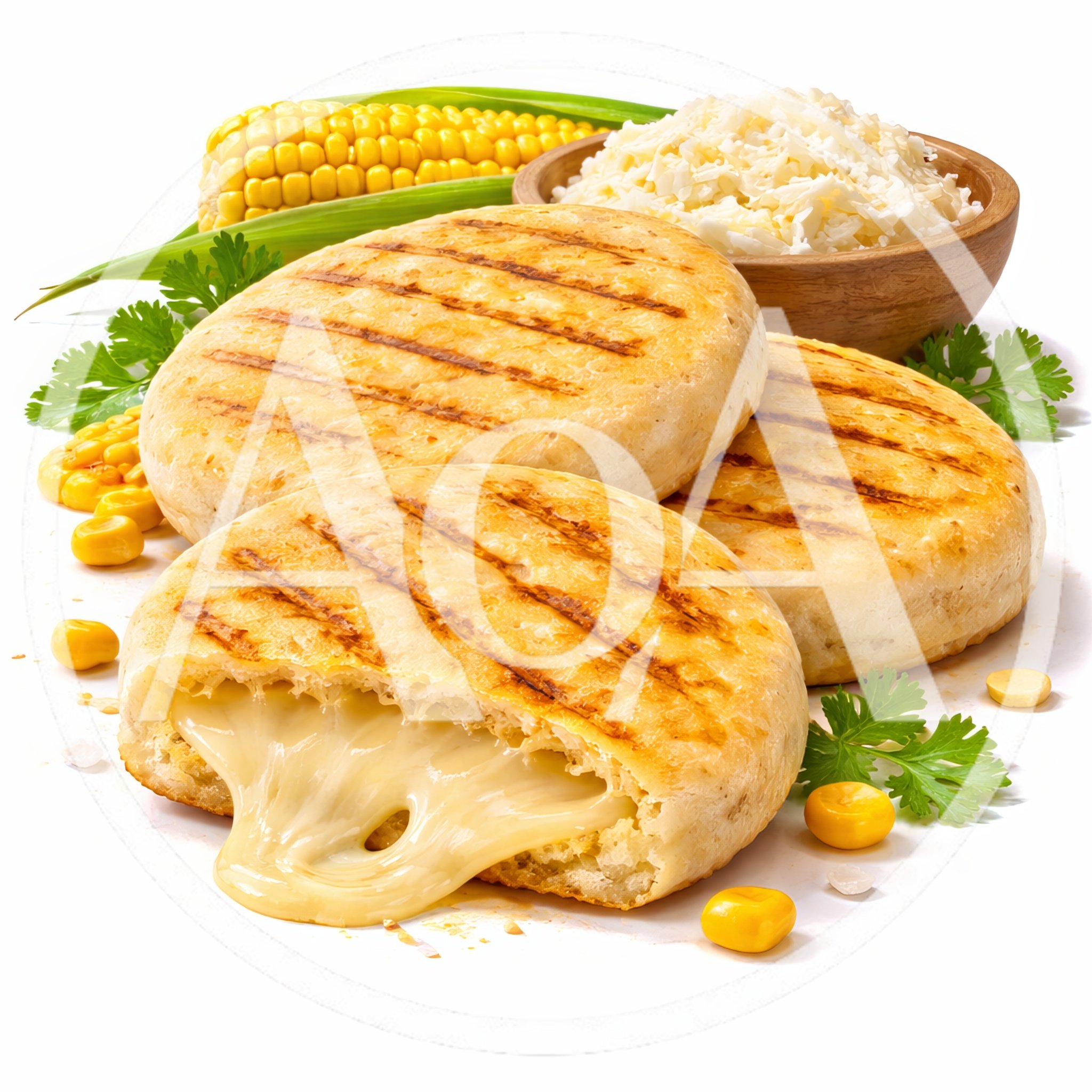 Grilled Arepas Stuffed With Melted Cheese