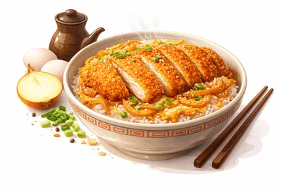 Katsudon Bowl With Fried Pork Cutlet And Rice
