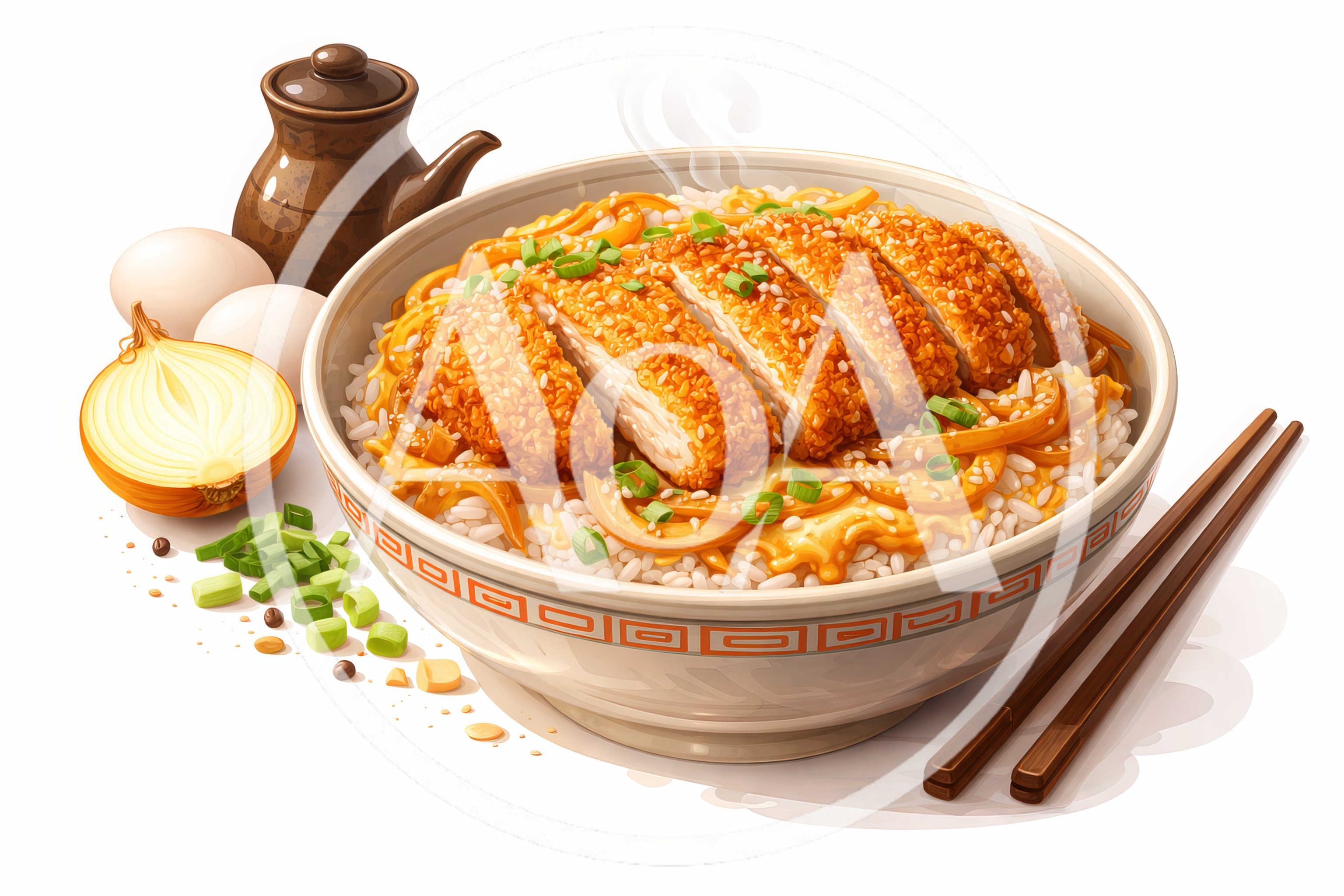 Katsudon Bowl With Fried Pork Cutlet And Rice