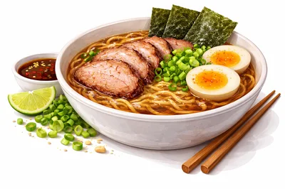 Bowl Of Delicious Japanese Ramen With Pork And Eggs