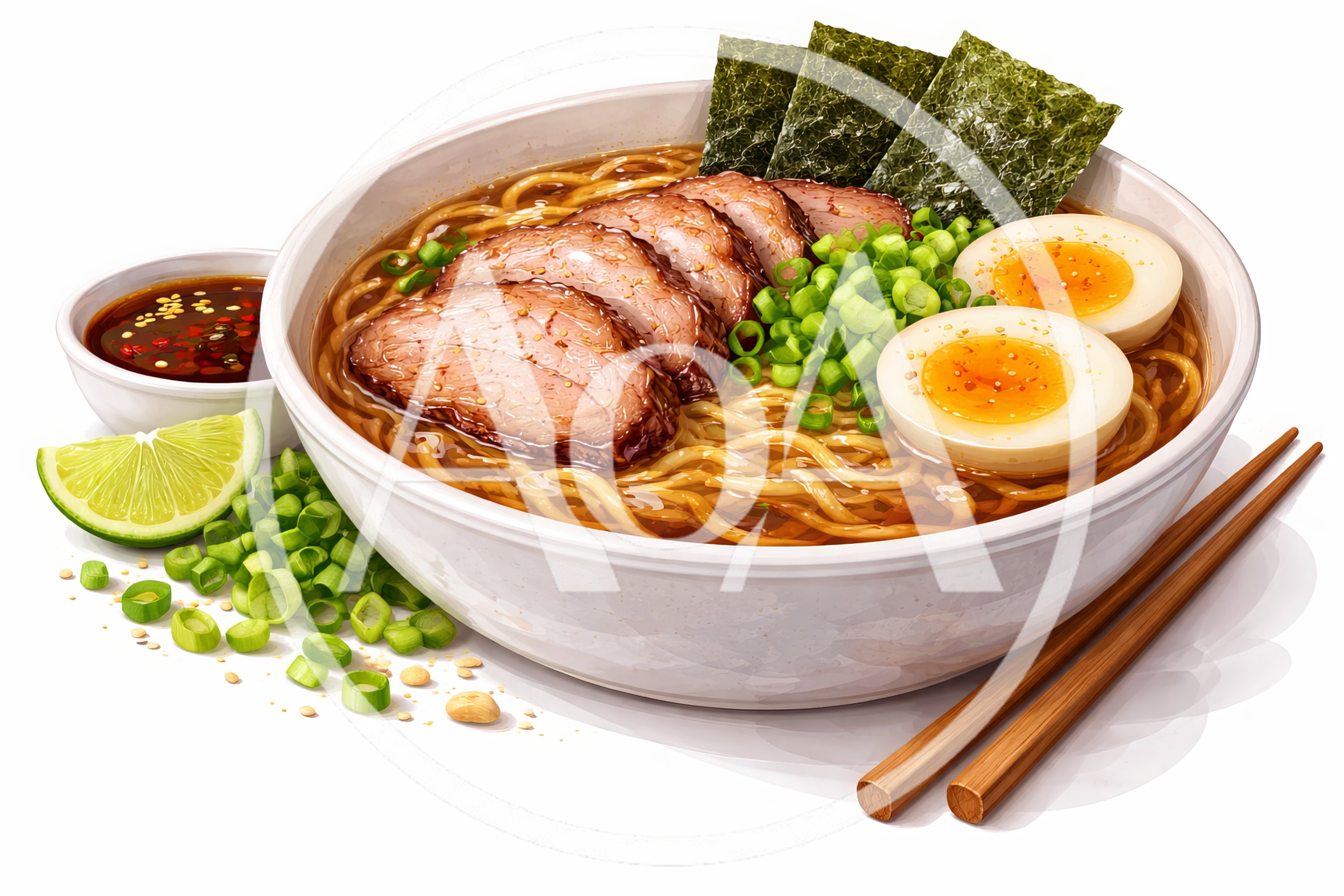 Bowl Of Delicious Japanese Ramen With Pork And Eggs
